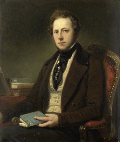 Porträtt av en man, kanske Petrus Augustus de Genestet (1829-1861) av Nicolaas Pieneman (attributed to)