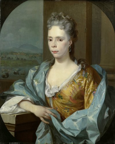 Porträtt av Elisabeth van Riebeeck, dotter till Abraham van Riebeeck, fru till Gerard van Oosten av Nicolaas Verkolje