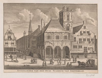 Utsikt över det gamla rådhuset i Amsterdam Bild av det gamla rådhuset i Amsterdam (titel på objekt) av Nicolaas ten Hoorn