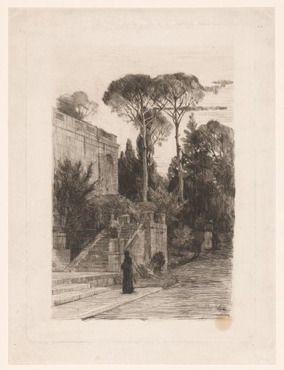 Monumental byggnad med trädgård av Nicolaas van der Waay