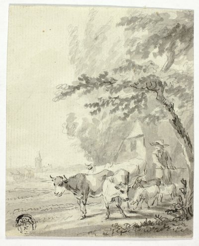 Man vallar kor och får av Nicolaes Berchem