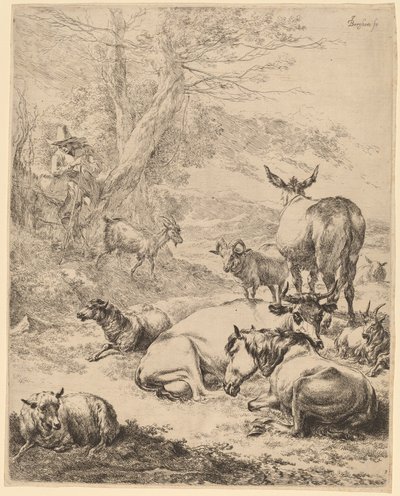 Vilande flock. av Nicolaes Berchem