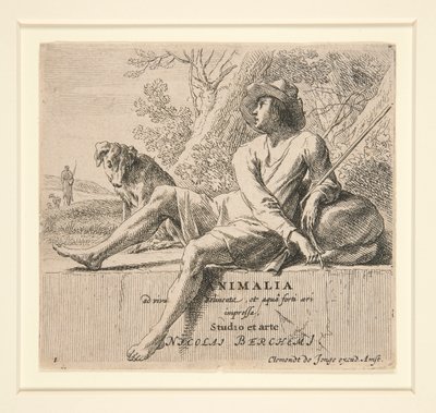 Herde som sitter på en sten (från av Nicolaes Berchem