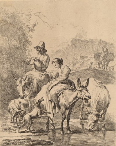 Herdinna på en åsna. av Nicolaes Berchem