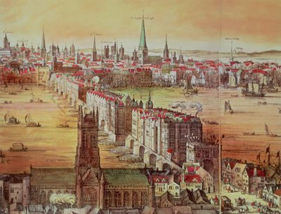Old London Bridge, detalj från "Vischer