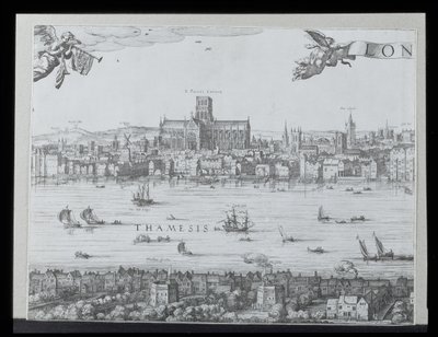 Panorama över London och Themsen, del två som visar St. Paul