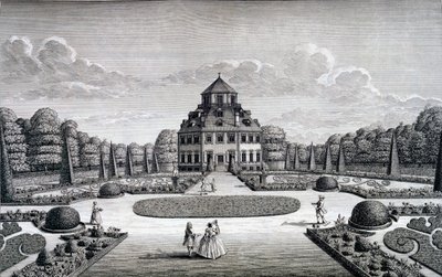 Utsikt över Frydenlunds hus och trädgård av Nicolaes Jansz Visscher