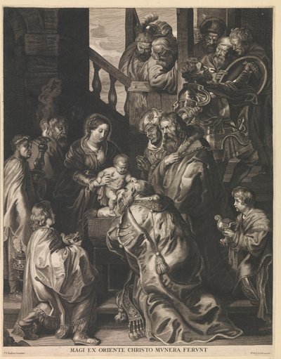 Aanbidding der konungen Magi från öst ger gåvor till Kristus (titel på objekt) av Nicolaes Lauwers