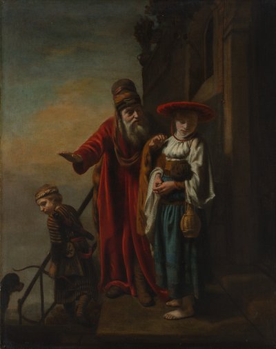Abraham avskedade Hagar och Ismael, 1653. av Nicolaes Maes