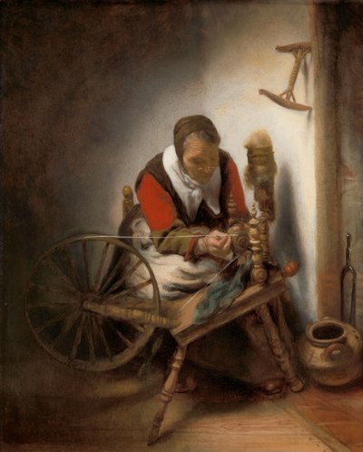The Spinner, en Niddy-noddy som hänger på väggen av Nicolaes Maes