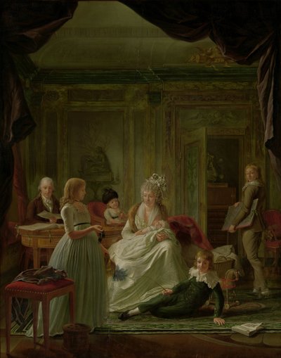 Porträtt av Aernout van Beeftingh, hans fru Jacoba Maria Boon och deras barn Aernout van Beeftingh (1759-1831) med sin första fru Jacoba Maria Boon (1760-1800) och deras barn av Nicolaes Muys