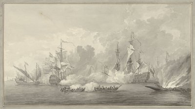 Slaget vid havet, möjligen nära Kijkduin den 21 augusti 1673 av Nicolaes Muys