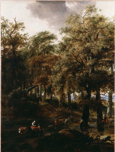 En väg genom en skog av Nicolaes Pietersz. Berchem
