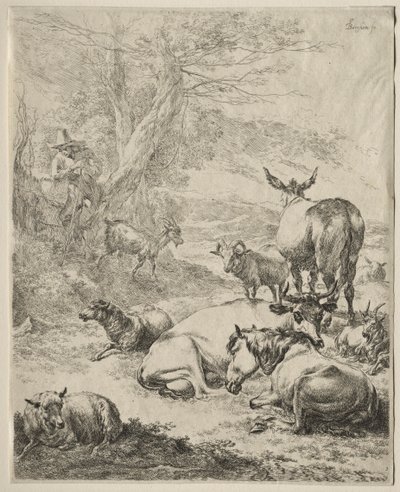 Djur i vila. av Nicolaes Pietersz. Berchem