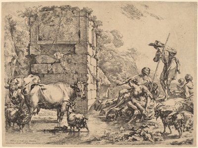 Ko som dricker av Nicolaes Pietersz Berchem