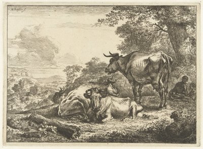 Tre vilande kor av Nicolaes Pietersz Berchem