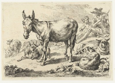 Landskap med åsna, får, get och herdar Djur (serietitel) av Nicolaes Pietersz Berchem