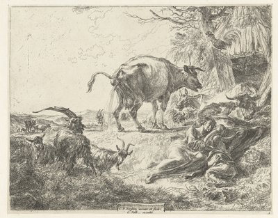 Sovande herdefamilj och vilande boskap av Nicolaes Pietersz Berchem