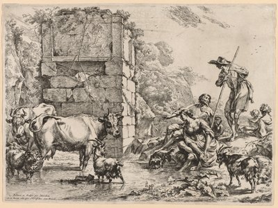 Bevattningsplatsen. av Nicolaes Pietersz. Berchem