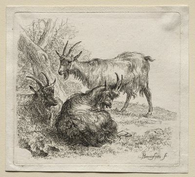 Tre getter. av Nicolaes Pietersz. Berchem