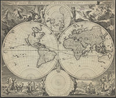 Den nya och mest exakta kartan över världen, ca 1690 av Nicolaes Visscher