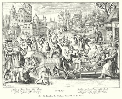 Vinterns glädje (koppargravyr) av Nicolaes de (after) Bruyn