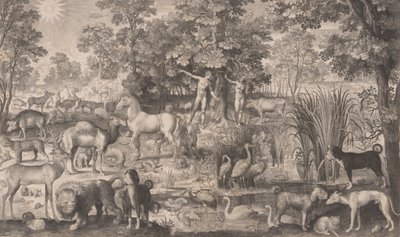 Adam och Eva i paradiset, 1631, 1631. av Nicolaes de Bruyn