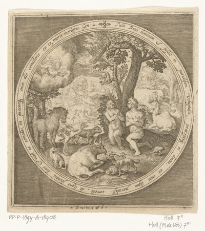 Adam och Eva i paradiset Från skapelse till utvisning från paradiset (serietitel) av Nicolaes de Bruyn