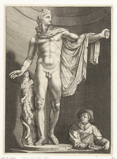 Apollo Belvedere Apollo Pythivs (titel på objekt) Tre antika statyer i Rom efter Goltzius (serietitel) av Nicolaes de Bruyn
