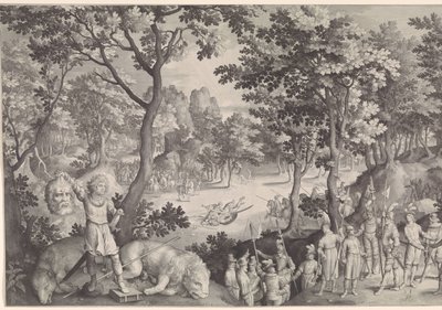 David i Goliat av Nicolaes de Bruyn