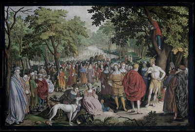 Johannes Döparens predikan på Jordans strand av Nicolaes de Bruyn