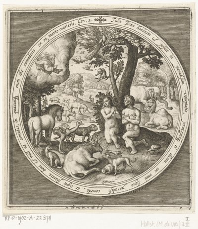 Skapelsens sjunde dag: Adam och Eva i paradiset Från skapelse till utvisning från paradiset (serietitel) av Nicolaes de Bruyn