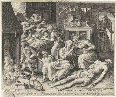 Ett hus fullt av sorg Domus lamentationis (titel på objekt) av Nicolaes de Bruyn