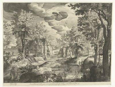 Landskap med Hagar och Ismael av Nicolaes de Bruyn