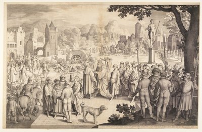 Shadrach, Meshach och Abednego i den brinnande spisen av Nicolaes de Bruyn