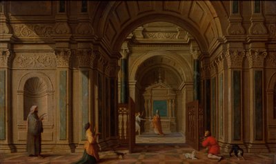Ärkeängeln Gabriel uppenbarar sig för Zacharias av Nicolaes de Giselaer