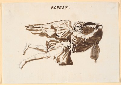 Boreas. Utkastsrelief på vindarnas torn i Pamphilus och Davus i samtal av Nicolai Abildgaard