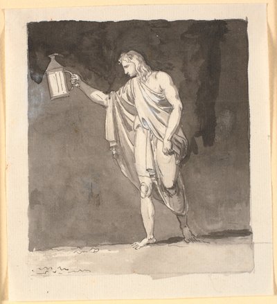 Diogenes lyser i mörkret med en lykta av Nicolai Abildgaard