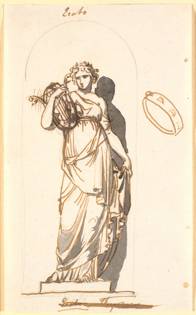 Erato, kärlekspoesiens musa, som en staty i en nisch av Nicolai Abildgaard