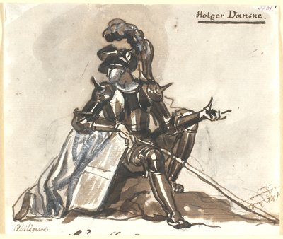 Holger Danske sittande i rustning av Nicolai Abildgaard