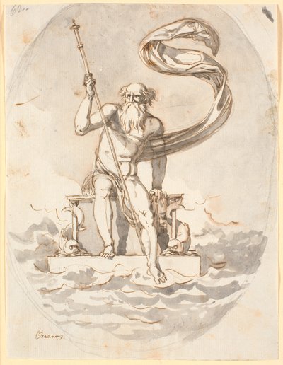 Oceanus på sin tron ​​i havet av Nicolai Abildgaard