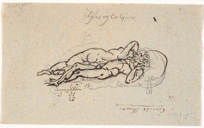 Odysseus och Calypso, liggande nakna på en säng av Nicolai Abildgaard