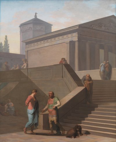 Pamphilius och hans tjänare Davus. Från Terences Andria av Nicolai Abildgaard