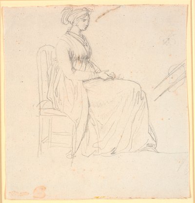 Profilbild på konstnärens andra fru Juliane Marie Abildgaard, sittande, helfigur av Nicolai Abildgaard