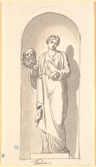 Thalia som en staty i en nisch av Nicolai Abildgaard