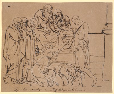 Theseus bönfaller av Ismene och Antigone. Efter Sofokles av Nicolai Abildgaard