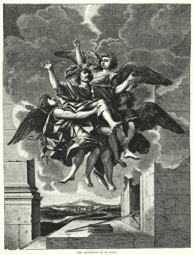 The Ascension of St Paul (gravyr) av Nicolas (after) Poussin