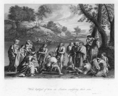 Johannes döparens kontor, Matteus III, 6 (gravyr) av Nicolas (after) Poussin
