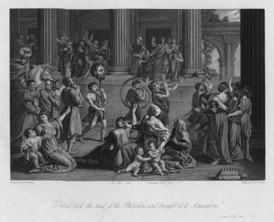 Davids triumf, I Samuel XVII, 54 (gravyr) av Nicolas (after) Poussin