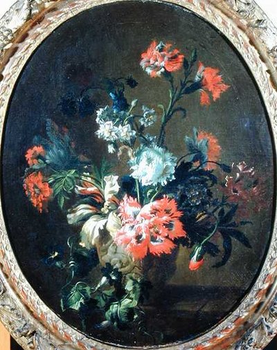 Blommor i en stenvas (olja på duk) av Nicolas (attr.to) Baudesson